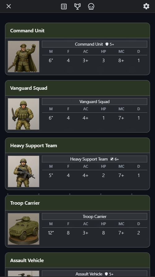 See all the unit information you need in the battle overview.