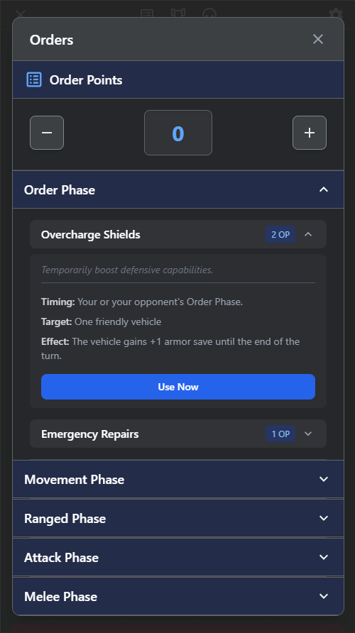 View all available orders and automatically reduce your order points when using them.